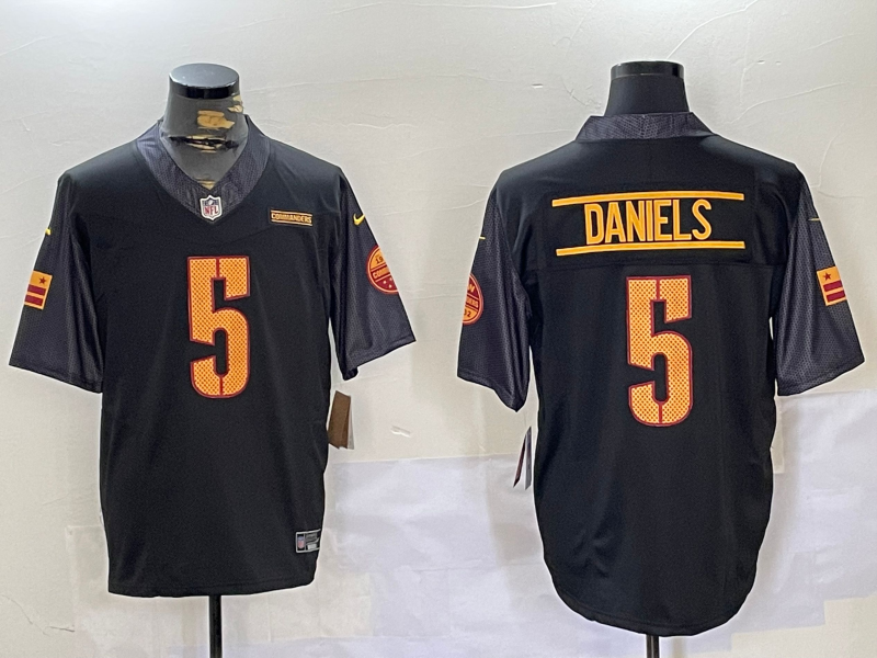 Men's Washington Commanders Jayden Daniels #5 Black Alternate Jersey